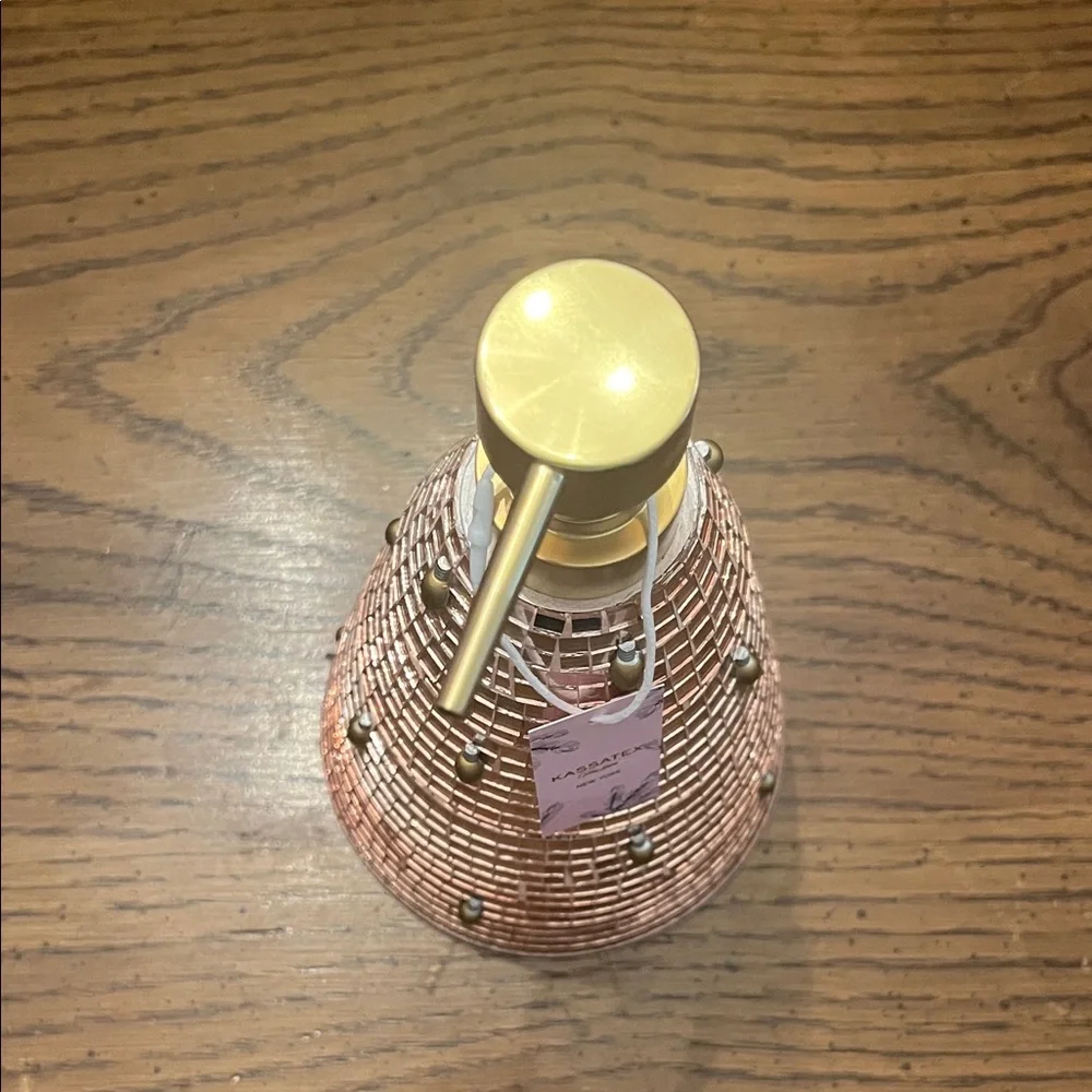 Kassatex disco‎ ball inspired glass soap dispenser with a rose gold finish, new